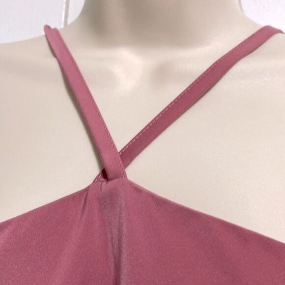 Halter Mini Dress Tie Neck Satin Barbie Pink by STUDIO 19 Womens Large - Picture 8 of 15